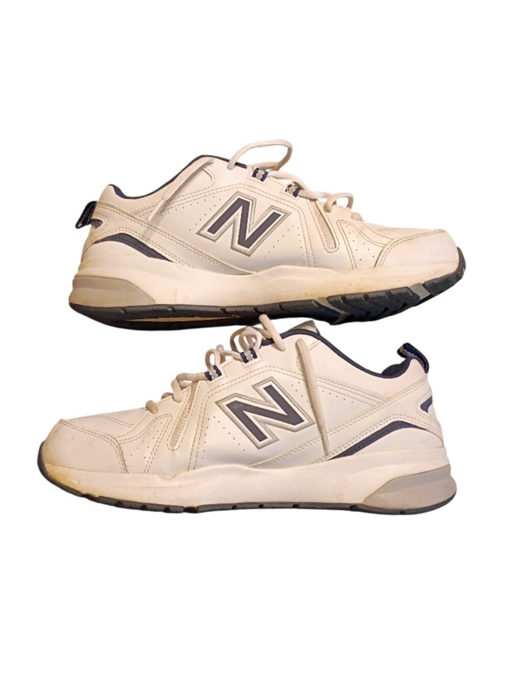 New Balance 608 Men's White and Navy Leather Athletic Sneakers